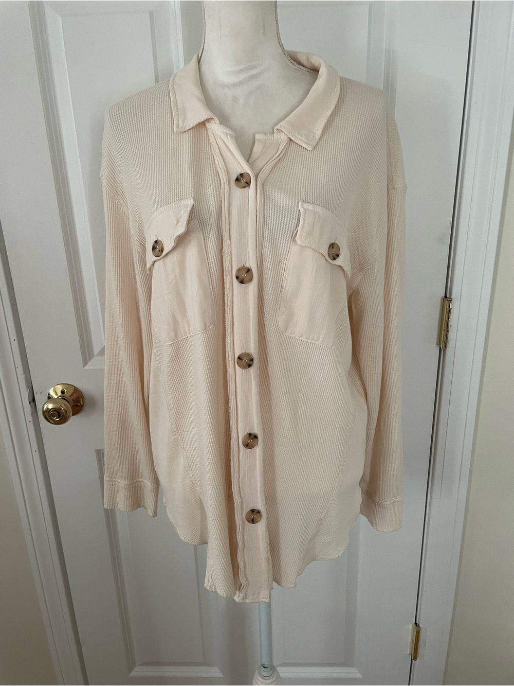 Tribal Cream Button-Down Lightweight Pocket Shirt